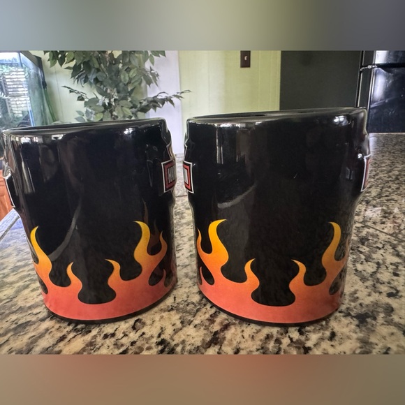 2 Sets of Ceramic Harley-Davidson Embossed Sculpted Flames Coffee Mugs - Picture 4 of 8